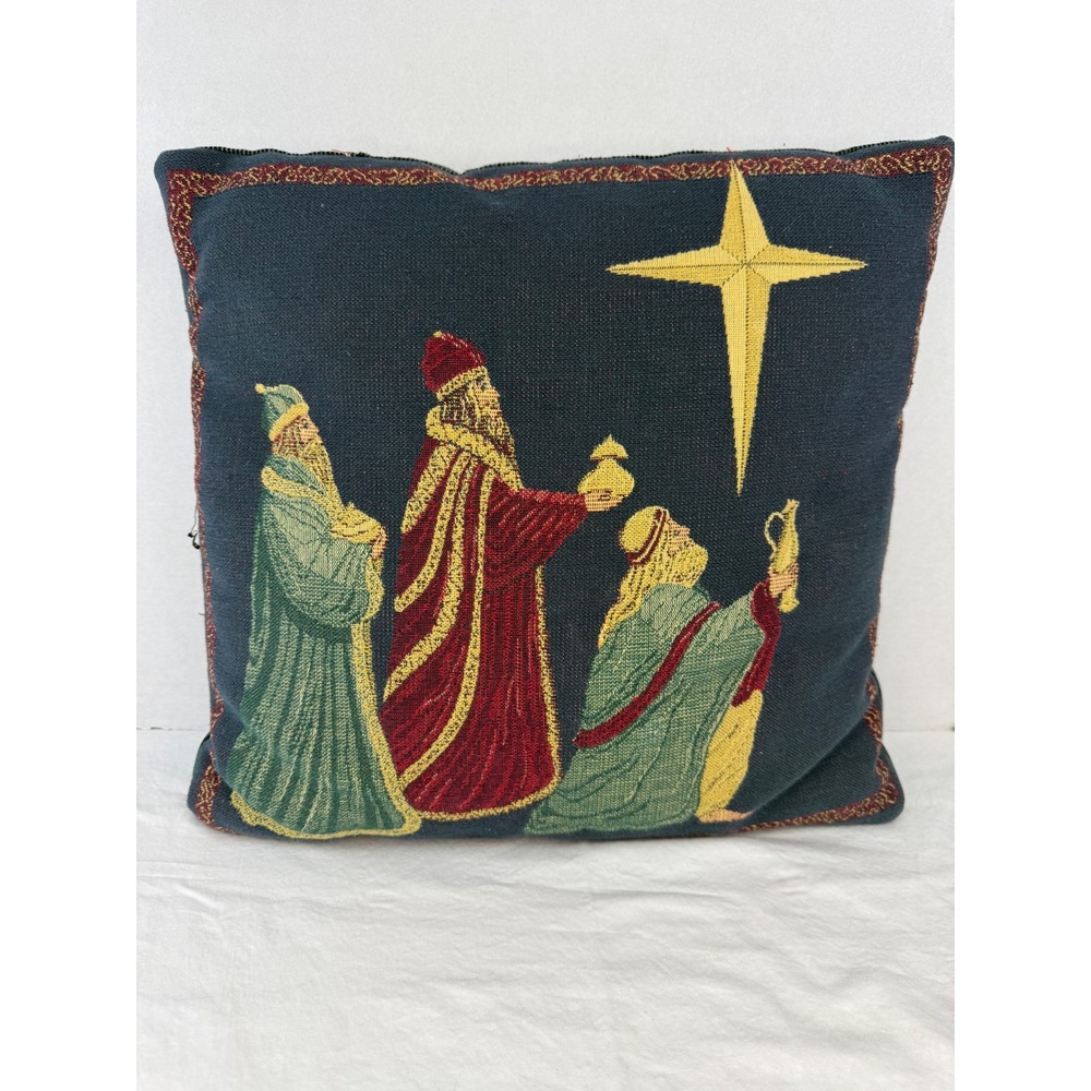 Vintage Christmas Three Wise Men Tapestry Throw Pillow‎ Nativity Star Bethlehem